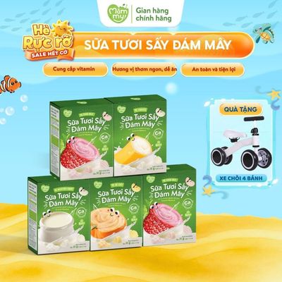 Sữa tươi sấy đám mây Mămmy giàu dinh dưỡng, thơm ngon tự nhiên vị 2 dâu, nguyên chất, chuối, bí đỏ cho bé từ 6 tháng tuổ