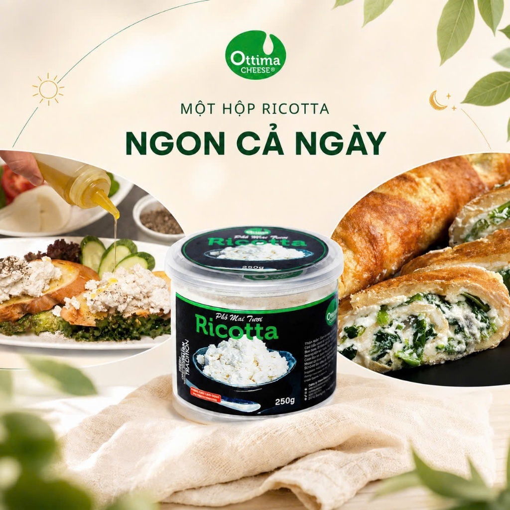 Phô Mai Tươi Ricotta 250g - Ottima Cheese (Sữa Bò Tươi)