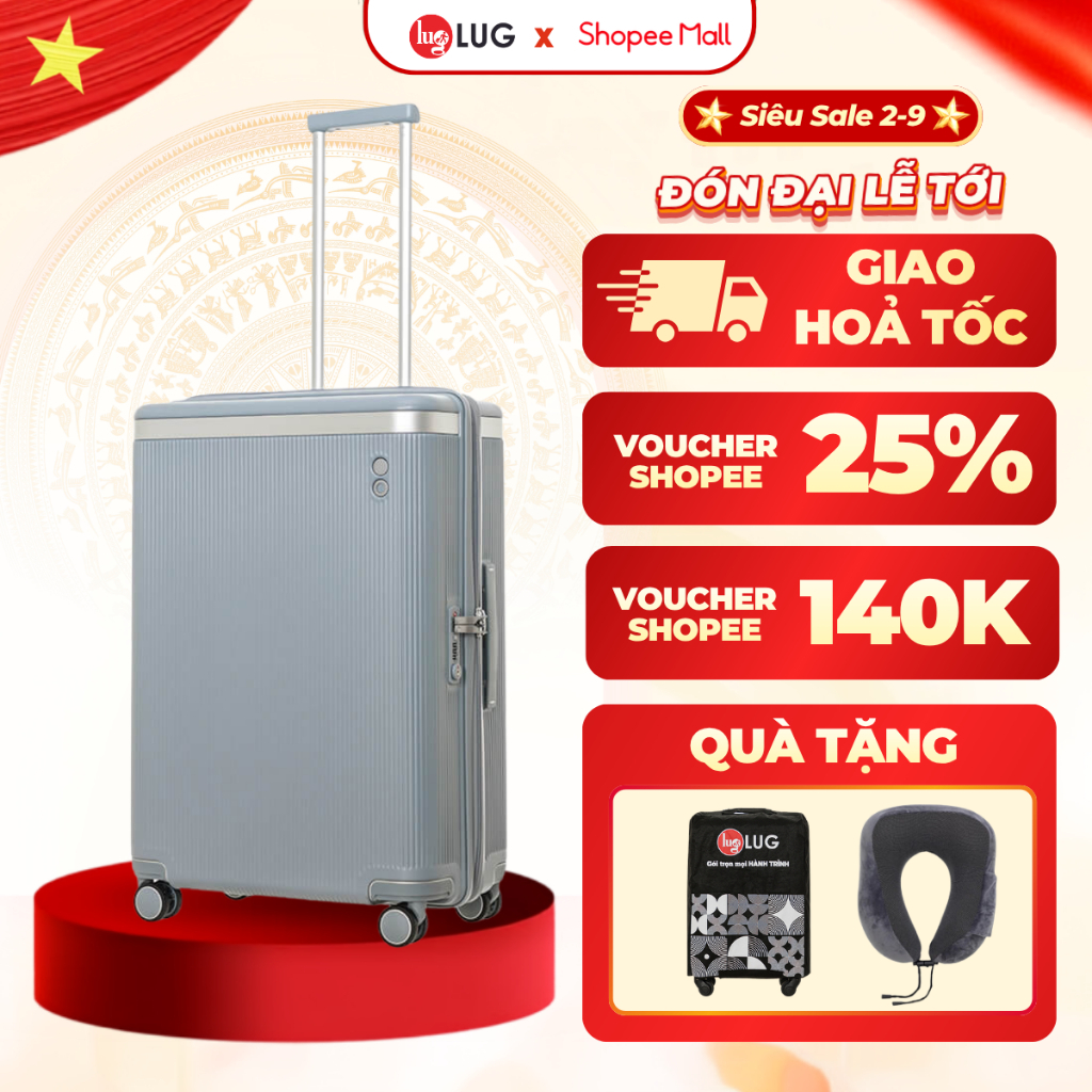 [VALI CAO CẤP] Vali Du Lịch LUG Echolac PC142Y S20/S24/S28 Nhựa PC Chịu Lực Va Đập Tốt, Khóa TSA An 