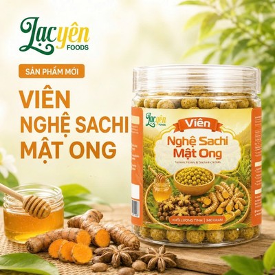 Viên Nghệ Sachi Mật Ong Lạc Yên Foods - Hỗ Trợ Dạ Dày Tốt Tiện Lợi Dùng Hằng Ngày
