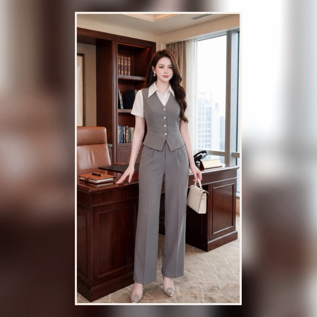 LC01 Set ghile phối cổ trắng sơ mi .