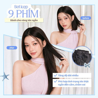 Set kẹp 9 phím chất tóc tự nhiên JUNEHAIR, Set tóc dễ chăm, có thể uốn nhuộm và tạo kiểu