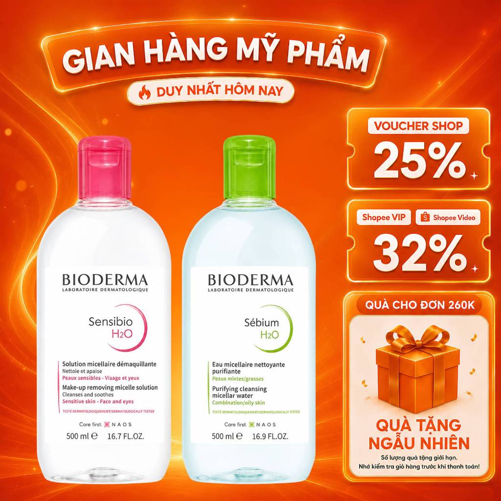 Dung Dịch Làm Sạch Và Tẩy Trang Công Nghệ Micellar Cho Da Thường & Nhạy Cảm Bioderma Sensibio H2O