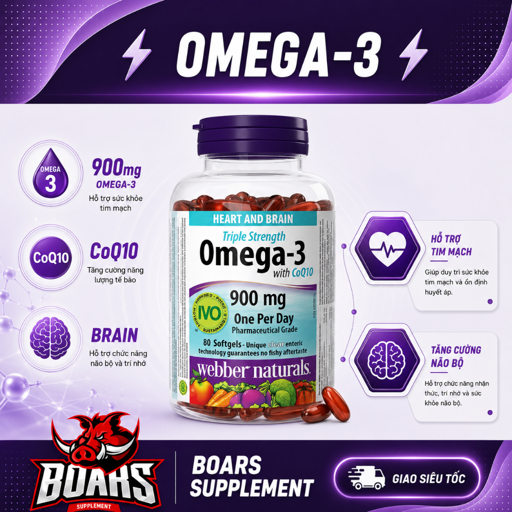 Webber Naturals Omega-3 + CoQ10– Dễ Hấp Thu