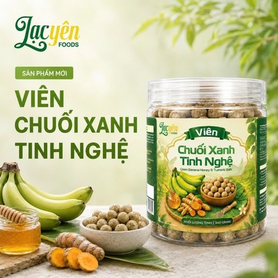 Viên Chuối Xanh TInh Nghệ Lạc Yên Foods - Hỗ Trợ Tiêu Hóa Tốt Dùng Dạng Viên Dùng Tiện Lợi