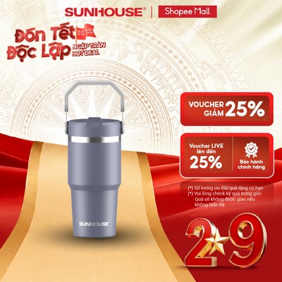 Bình giữ nhiệt City Drive 900ml Sunhouse KS-TU900CP - Inox 304 an toàn - Quai xách tiện lợi