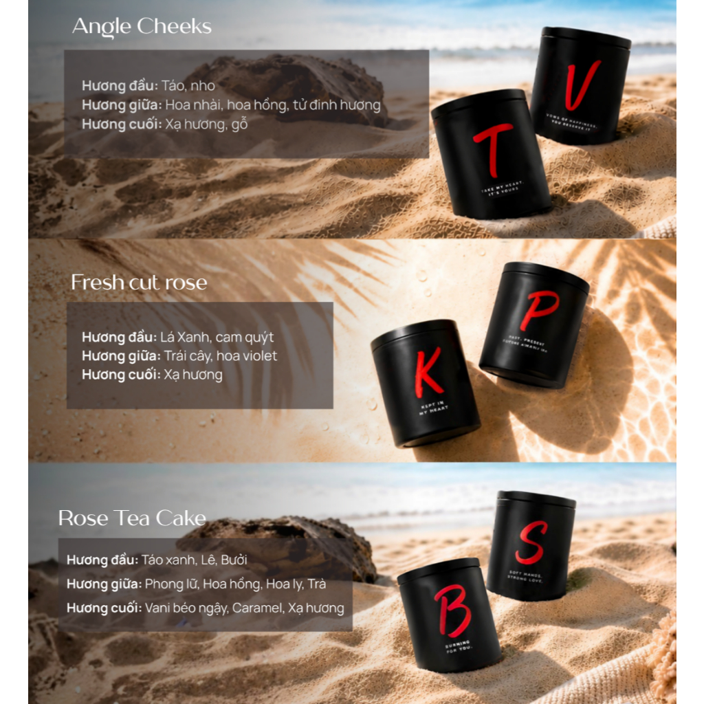 Nến Thơm Angle Cheeks(T.V) – FLIRT Candle ALPHABET 220g – Khắc Tên Theo Yêu Cầu, Quà Tặng Người Thươ
