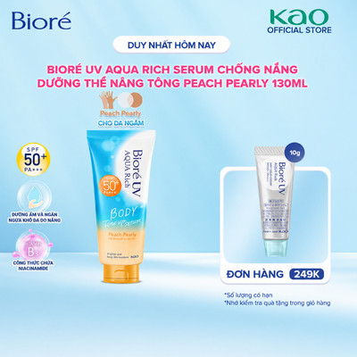 Biore UV Aqua Rich Serum Chống Nắng Dưỡng Thể Nâng Tông Peach Pearly 130ml