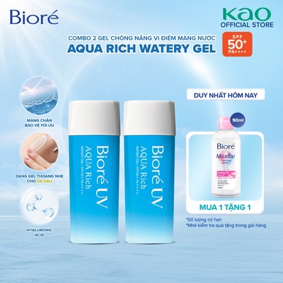 Combo 2 Gel Chống Nắng Màng Nước Dưỡng Ẩm Biore UV Aqua Rich Watery Gel SPF50+/PA++++ 90ml