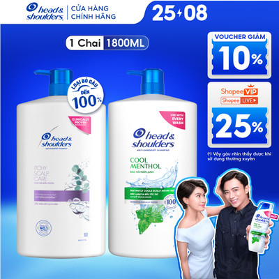 Dầu Gội Sạch Gàu HEAD & SHOULDERS Bạc Hà Mát Lạnh/ Giảm Ngứa Da Đầu - Chai 1800ML