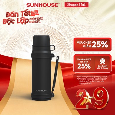 Phích giữ nhiệt đa năng 1.8L inox 304 Sunhouse KS-TH1800VB - Inox 304 an toàn - Quai xách gấp gọn tiện lợi