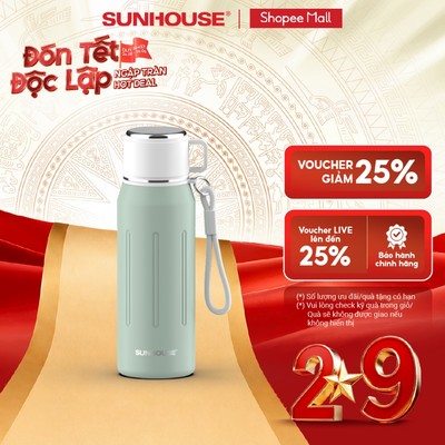 Bình giữ nhiệt Dual Sip 750ml Sunhouse  KS-TU750DG - Inox 316 cao cấp - Giữ nhiệt tới 10h - Cốc uống tiện lợi