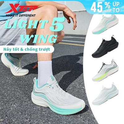 XTEP Light wing 5.0 Giày thể thao siêu nhẹ mùa hè, lưới thoáng khí giảm chấn cho nam, đế mềm nhẹ, chạy bộ 5KM+