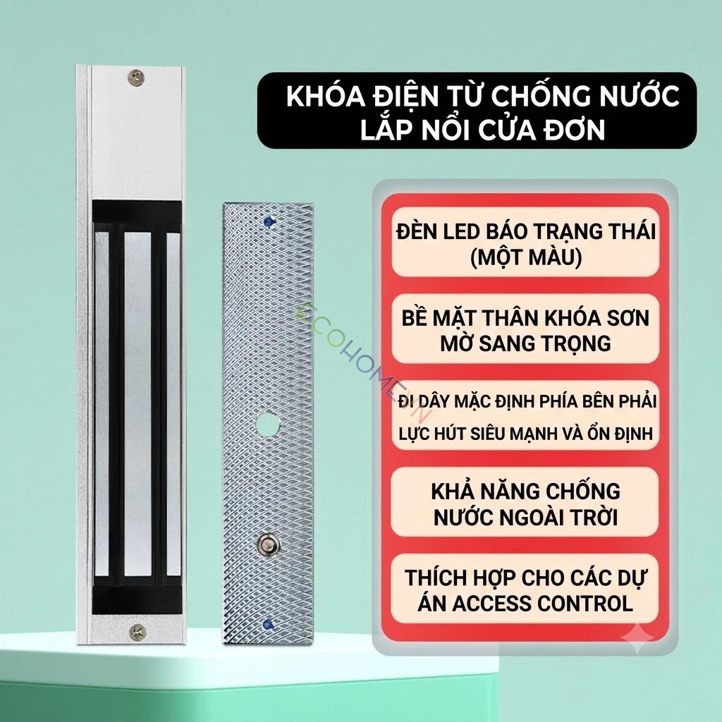 Khóa Nam Châm Điện Từ 280KG Lực Hút 600Lbs DC12V Cửa Đơn Đôi Chống Nước Kiểm Soát Cửa Access Control