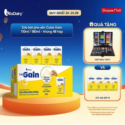 [THÙNG 48 HỘP] Sữa uống dinh dưỡng Colos Gain 110ml/180ml cải tiến - Giúp bé cải thiện cân nặng, bổ sung năng lượng