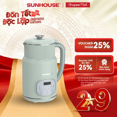 Máy Làm Sữa Hạt Đa Năng Sunhouse SHD5260 – 800ml – Cối 2 lớp – Lưỡi dao kép 8 cánh – Hẹn giờ nấu thông minh