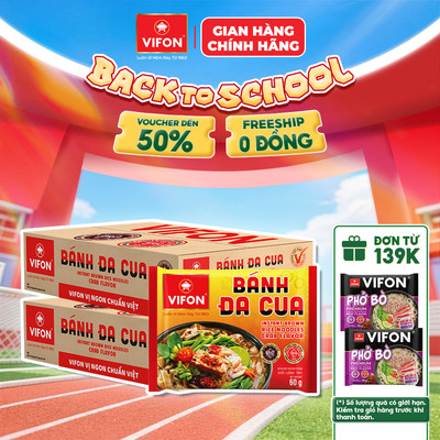 [COMBO SỐC] Combo 2 Thùng Bánh Đa Cua VIFON 60g Vị Cua Đồng Sợi Dai Đạt Giải Quốc Tế - Thùng 30 Gói