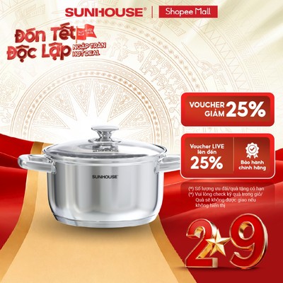 Nồi Inox 5 đáy Sunhouse SHG799-xx - Đáy 5 lớp bền bỉ - Inox cao cấp - Truyền nhiệt nhanh - Dùng mọi loại bếp