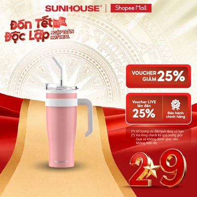 Bình giữ nhiệt Stay Hydrate 1200ml Sunhouse KS-TU1200SP - Inox 304 - Giữ nhiệt đến 8h - Ống hút tiện lợi