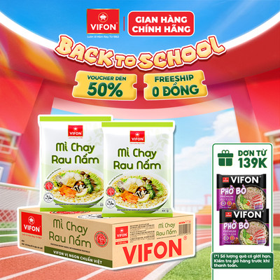 [VOUCHER HOT 10%] Thùng 30 Gói Mì Chay Rau Nấm VIFON 65g Vị Ngon Thanh Nhẹ Không Phẩm Màu Tổng Hợp