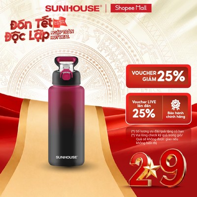 Bình giữ nhiệt Tap&Go 1000ml Sunhouse KS-TU1000TR - Inox 304 an toàn - Giữ nhiệt lên đến 10h