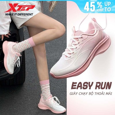[5KM+] XTEP EASY RUN Giày chạy bộ nữ mùa hè kiểu mới, lưới thoáng khí, hỗ trợ vòm chân, giày thể thao giảm chấn