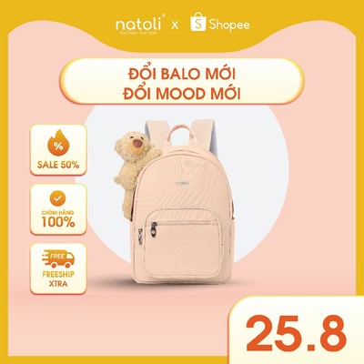 Balo nữ thời trang gấu bông NATOLI cute, hàn quốc, đi học, nhiều ngăn Dreamy Teddy Bear School Backpack B16