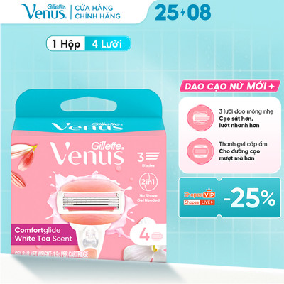 Lưỡi Dao Cạo Nữ GILLETTE Venus Hương Hoa Trà Trắng White Tea - Hộp 4 Lưỡi