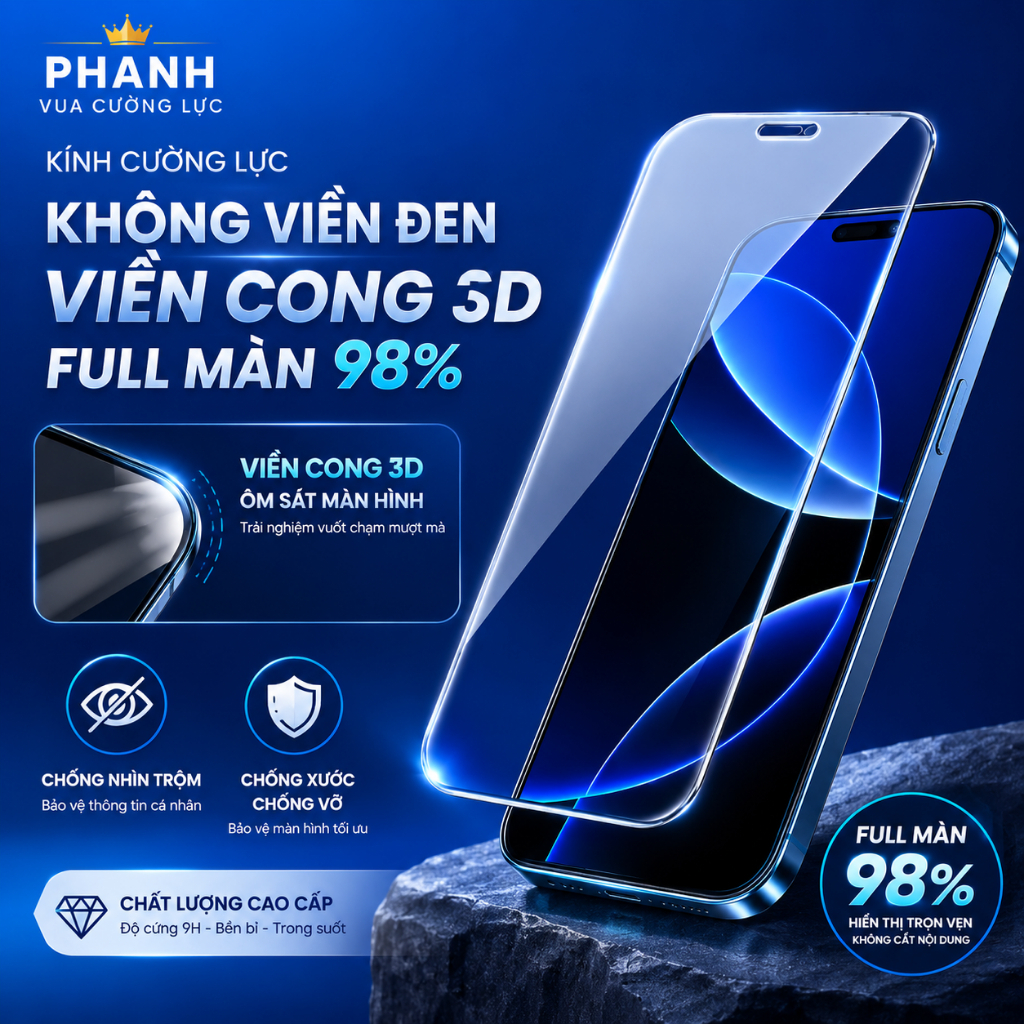Kính Cường Lực iPhone BAIKO Full Màn Không Viền Trong Suốt Chống Vỡ 98% Bảo Vệ Màn Hình