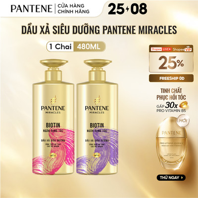Dầu Xả Siêu Dưỡng PANTENE Miracles Ngăn Rụng Tóc Biotin/ Phục Hồi Hư Tổn Collagen - Chai 480ML