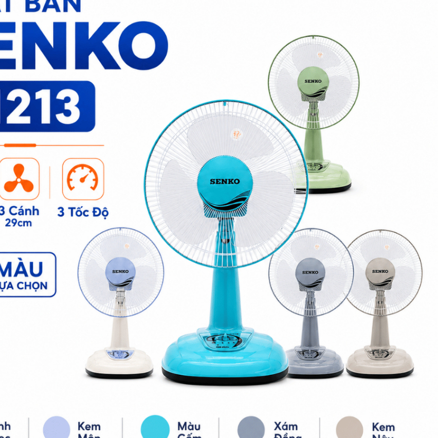 Quạt Bàn Senko B1213 40W – 3 Cánh 29cm, 3 Tốc Độ
