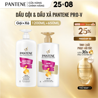 Combo Dầu Gội Và Dầu Xả PANTENE Pro-V Ngăn Rụng Tóc - Chai 1200ML & 650ML