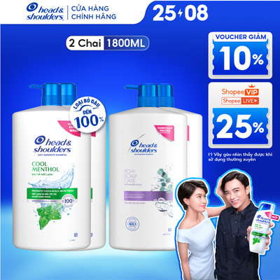 Combo 2 Dầu Gội Sạch Gàu HEAD & SHOULDERS Bạc Hà Mát Lạnh/ Giảm Ngứa Da Đầu - Chai 1800ML x2