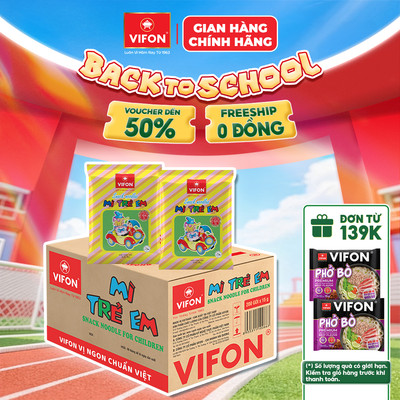 [VOUCHER HOT 10%] Thùng 200 Gói Snack Mì Trẻ Em VIFON 15g Giòn Tan Vị Ngon Tuổi Thơ