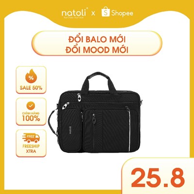 Cặp sách đi học cấp 2, cấp 3 NATOLI Cặp đa năng, Balo đa năng nhiều ngăn BST Classic Multifunctional Backpack B17