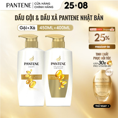 Combo Dầu Gội Và Dầu Xả PANTENE Pro-V Dưỡng Mềm Mượt/ Phục Hồi Hư Tổn - Chai 450ML&400ML