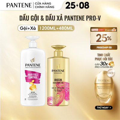 Combo Dầu Gội PANTENE Ngăn Rụng Tóc 1200ML Và Dầu Xả PANTENE Ngăn Rụng Tóc 480ML