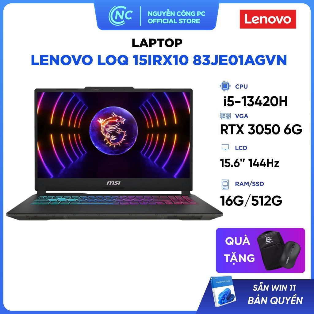Laptop MSI Cyborg 15 A13UC 2088VN (i5-13420H, RTX 3050 6GB, 16GB, 512GB, 15.6'' FHD 144Hz, Win 11) -