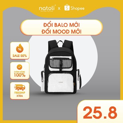 Balo local brand học sinh hàn quốc thương hiệu NATOLI chất vải canvas thời trang chống nước dày dặn ICON BACKPACK B13