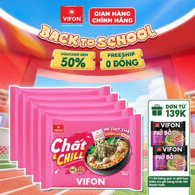[VOUCHER HOT 10%]  Set 5/10 Gói Mì Thịt Thật Sườn Cay Chất & Chill VIFON 85gr – Ngon Đậm Vị, Sợi Dai