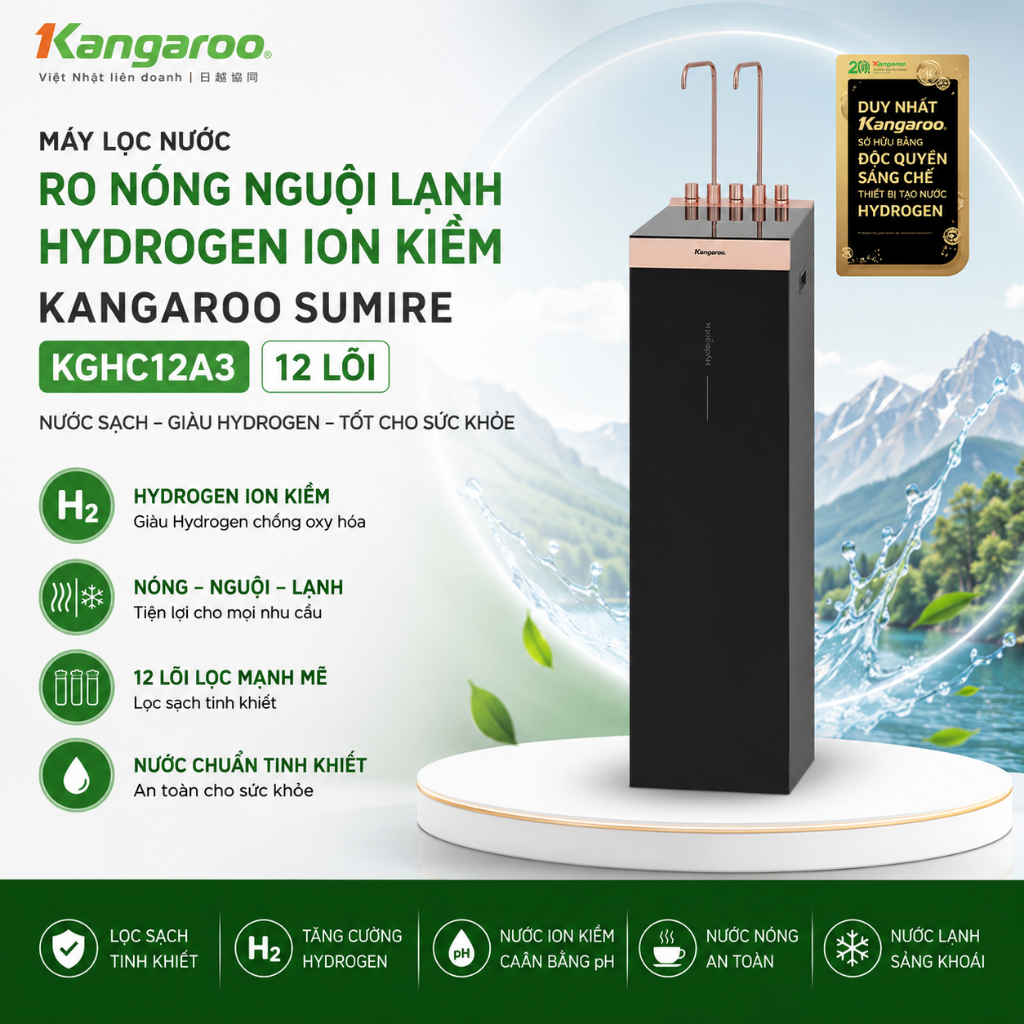Máy Lọc Nước Kangaroo KGHC12A3 ion kiềm - HÀNG TỒN KHO 98% CẤN NHẸ - HCM LẮP MIỄN PHÍ - 12a3