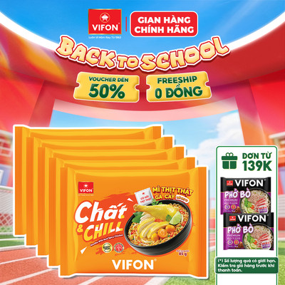 [VOUCHER HOT 10%] Set 5/10 Gói Mì Thịt Thật Gà Cay Chất & Chill VIFON 85gr Đậm Vị, Tiện Lợi