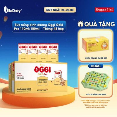 [THÙNG 48 HỘP] Sữa uống dinh dưỡng Oggi Gold Pro - hỗ trợ tối ưu hấp thu, hỗ trợ tăng cân - Hộp 110ml/180ml
