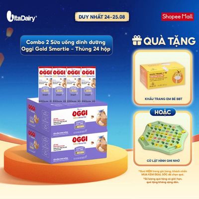 [COMBO 2 THÙNG 24 HỘP] Sữa uống dinh dưỡng Oggi Gold Smartie phát triển trí não, hỗ trợ hấp thu - Hộp 110ml/180ml
