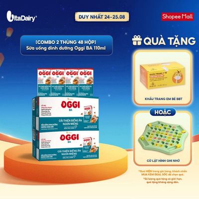 [COMBO 2 THÙNG 48 HỘP] Sữa uống dinh dưỡng Oggi BA - Giúp bé cải thiện biếng ăn, tăng cân nhanh, hấp thu tốt - Hộp 110ml