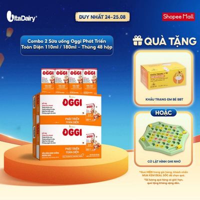 [COMBO 2 THÙNG] Sữa uống Oggi Phát triển toàn diện - Hộp 110ml/180ml- Giúp bé tăng cân khoẻ, hỗ trợ phát triển toàn diện