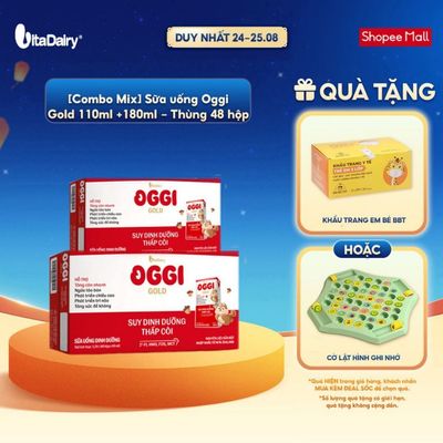 [COMBO MIX] Sữa uống dinh dưỡng Oggi Gold giúp bé suy dinh dưỡng, thấp còi 110ml+180ml - Thùng 48 hộp