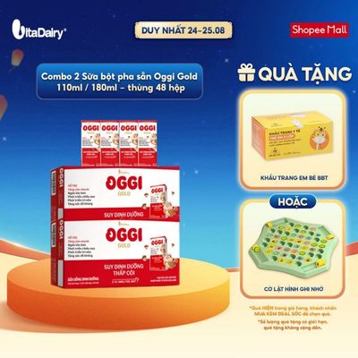 [COMBO 2 THÙNG 48 HỘP] Sữa uống dinh dưỡng Oggi Gold giúp bé suy dinh dưỡng, thấp còi - Hộp 110ml/180ml
