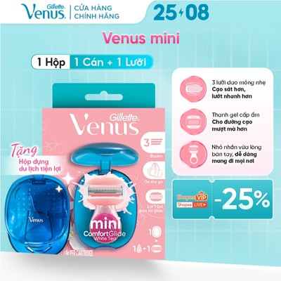 Dao Cạo Nữ Mini GILLETTE VENUS Comfortgilde Hương Hoa Trà Trắng - Hộp 1 Cán 1 Lưỡi