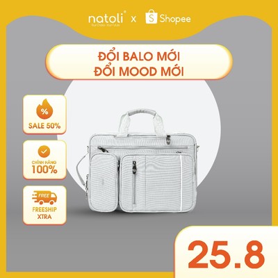 Cặp học sinh cấp 2, balo vuông Thương hiệu Natoli Cặp đa năng, Balo nhiều ngăn BST Classic Multifunctional Backpack B17